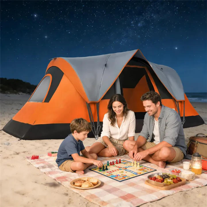 6 Person Family Camping Tent 3 Room Waterproof Outdoor