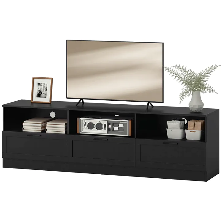 TV Table with 3 Storage Shelves and 3 Drawers for up to 75 Inches