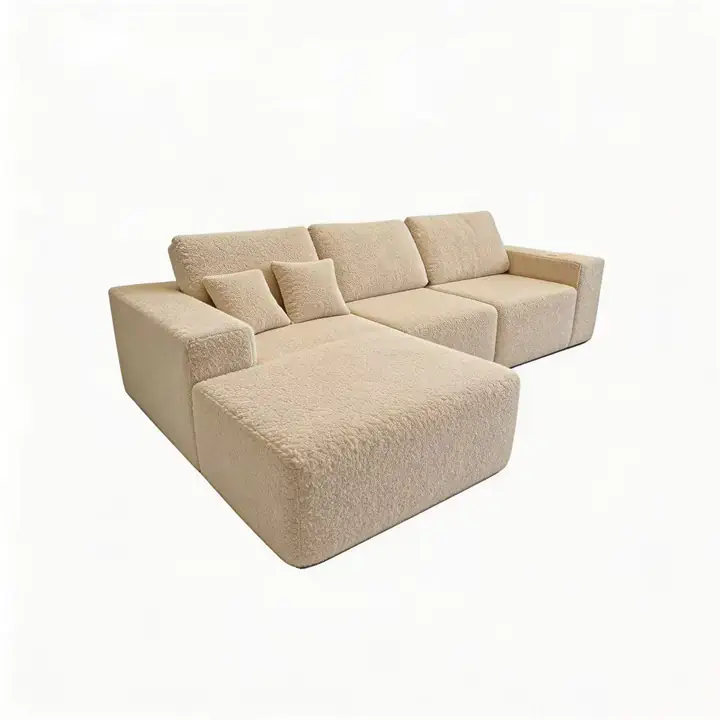 284 cm Compression Velvet Chaise Lounge Sofa for 4-5, For Living Room