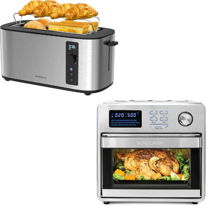 Kalorik MAXX Air Fryer Oven + Aniflank 4-Slice Toaster Combo