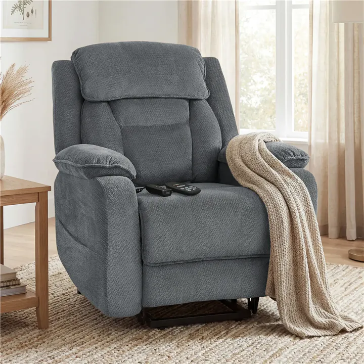 Power Recliner Chair with Massage & Electric Lift – Grey