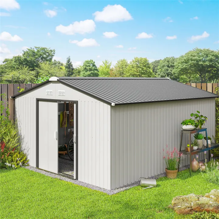 11' x 13' Outdoor Garden Storage Shed, Double Sliding Door
