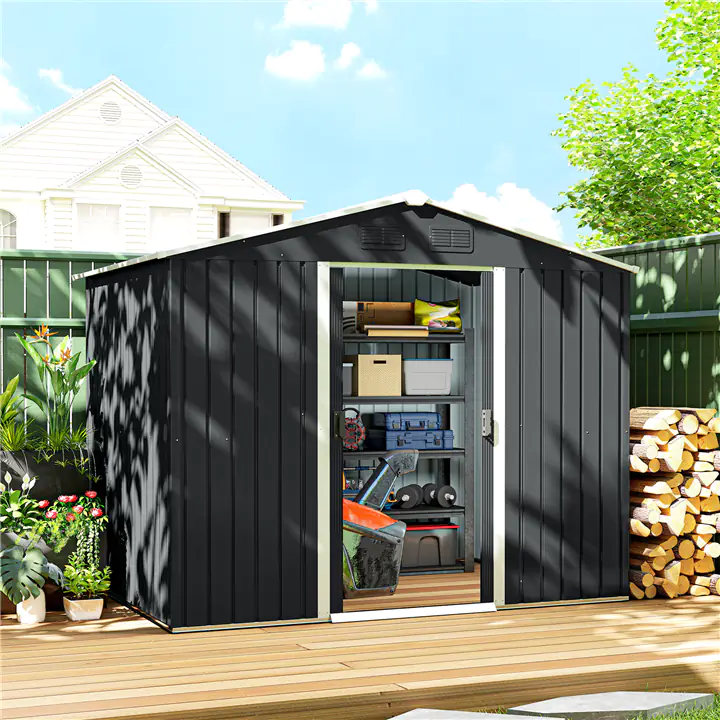 Outdoor Metal Storage Unit - Charcoal Grey