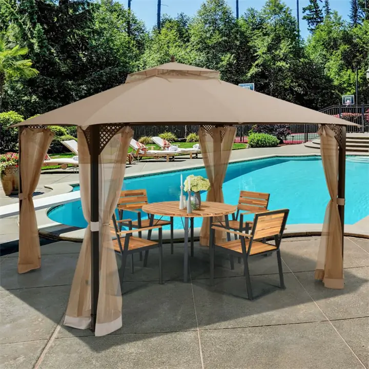Outdoor Gazebo with Bug Net - Brown
