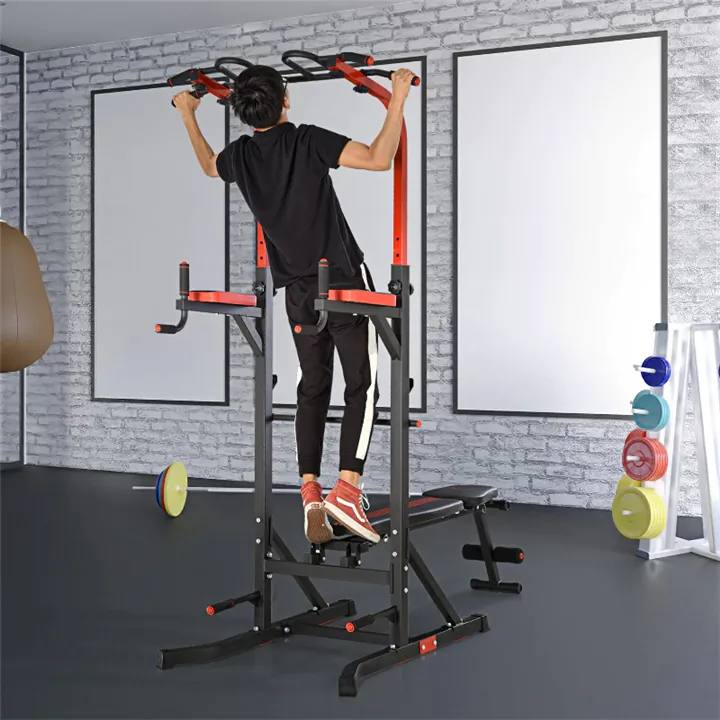 Pull-Up Bar Station with Sit-Up Bench for Home Gym