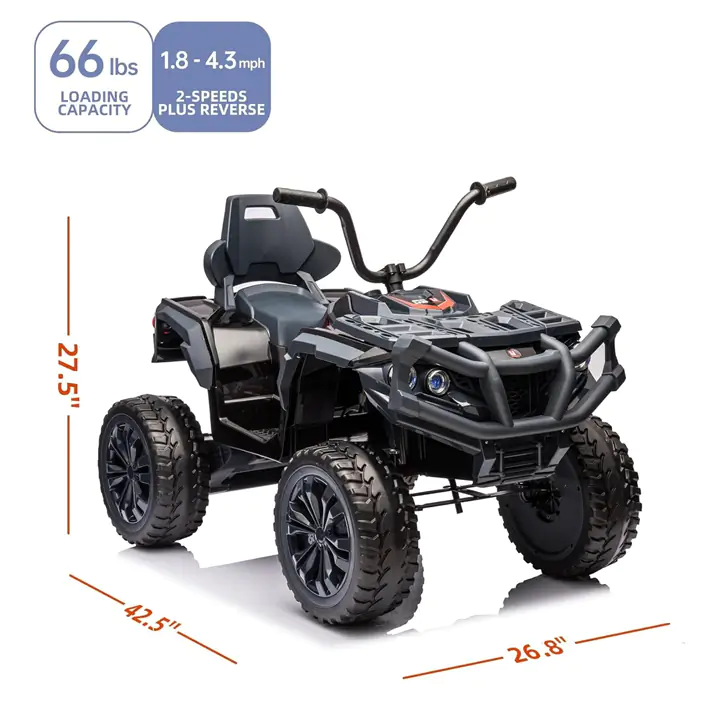 24V Off-Road Kids Ride On ATV Black for Age 3-6