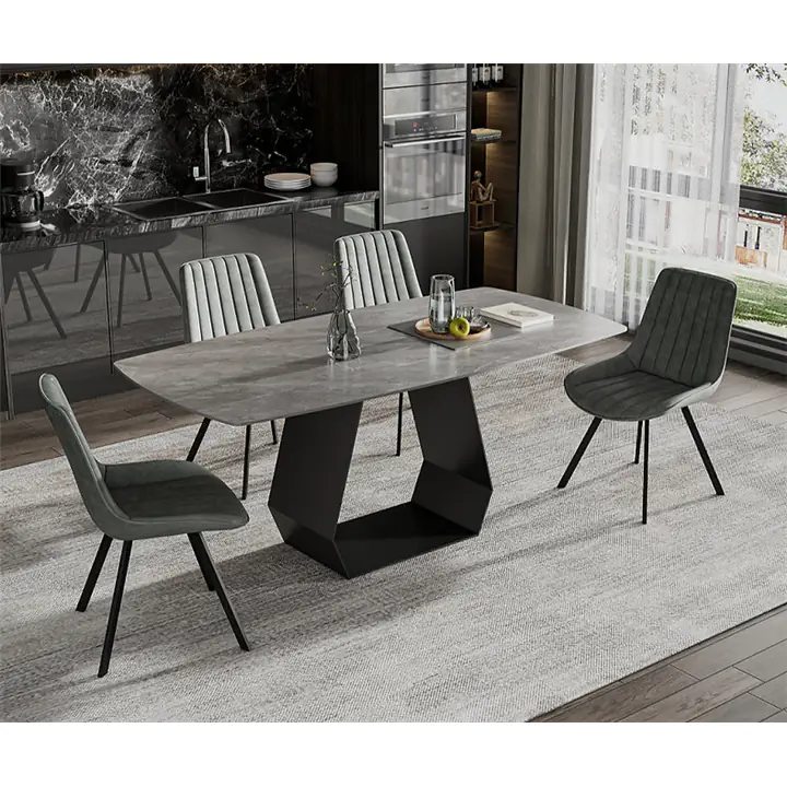 Modern Marble Dining Set - Grey