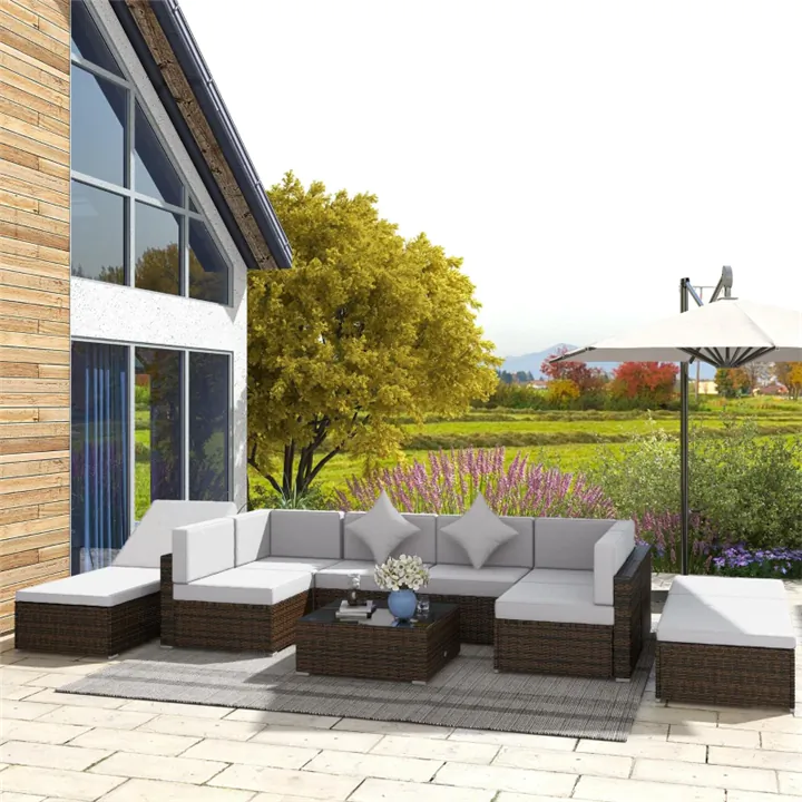 9-Piece Wicker Patio Furniture Set with Cushions