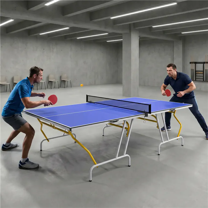 9 x 5 ft Folding Table Tennis Table with Paddles, Blue.
