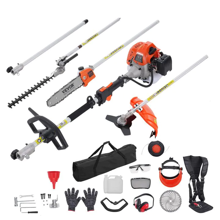 6-in-1 Gas Multi-Tool: 52cc Hedge Trimmer, Pole Saw & Weed Eater