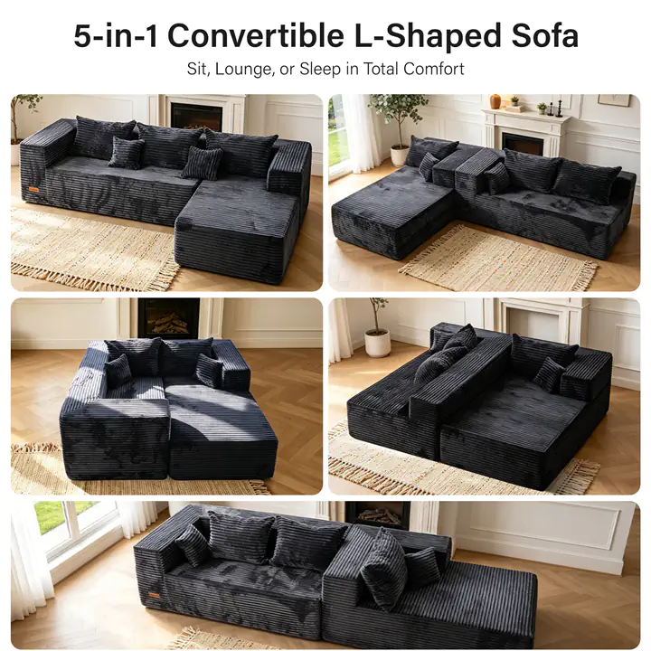 IMHome Boneless L Shaped Sofa (Right Hand Facing)