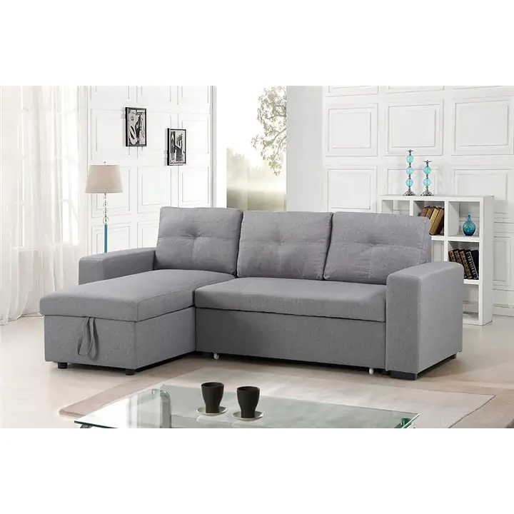 Reversible Fabric Sectional Sleeper Sofa - Grey