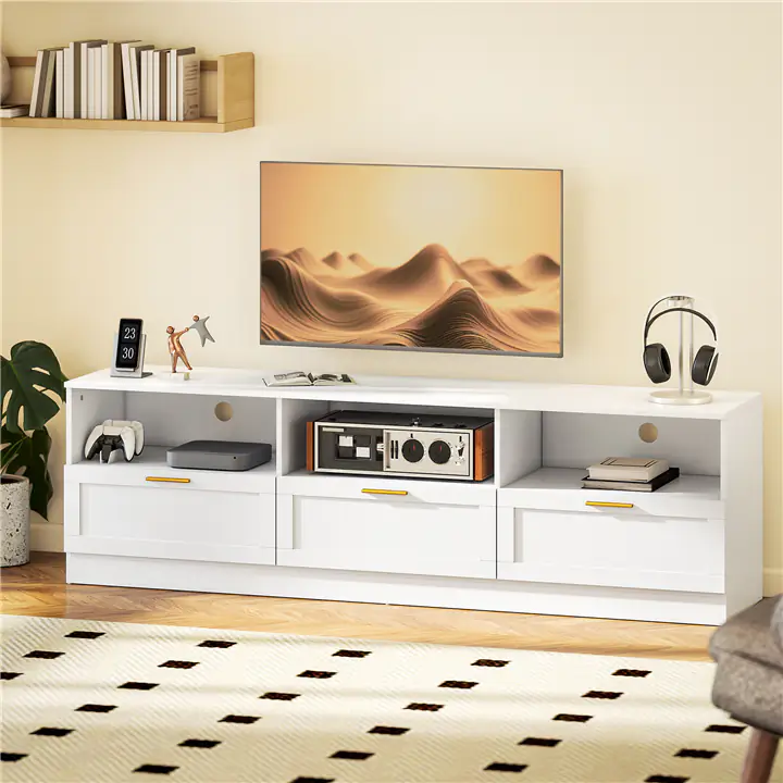 Minimalist Entertainment Console Table - White