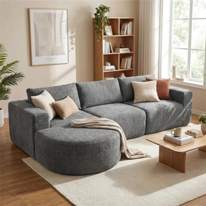 L-Shaped Cloud Boneless Sectional Sofa - Dark Grey