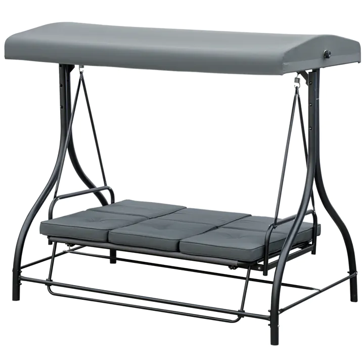 Convertible Patio Swing Chair Bed with Canopy and Cushions