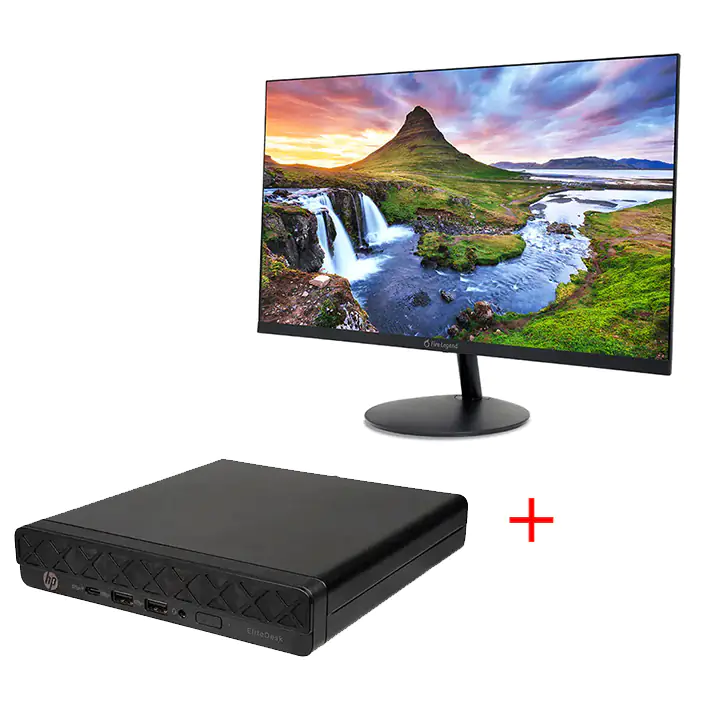 HP EliteDesk 8 Mini Desktop PC AMD RYZEN 5/16GB/512GB + Monitor