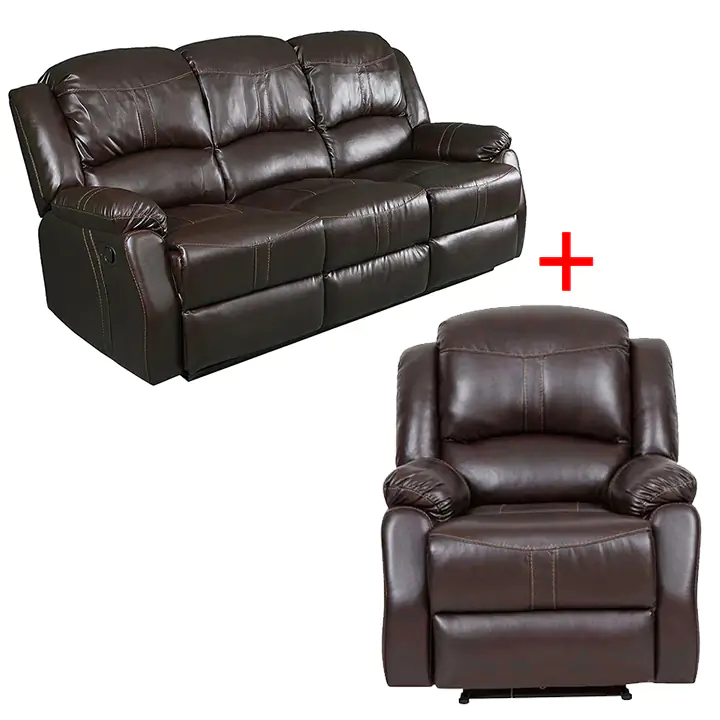 Lorraine Mocha Bonded Leather Recliner 2 Piece Living Room Set - S/C