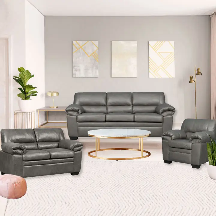 Jamieson Luxury 3PC Sofa Set Collection in Pewter