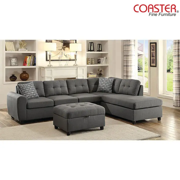 Stonenesse Reversible Sectional Storage Ottoman in Grey