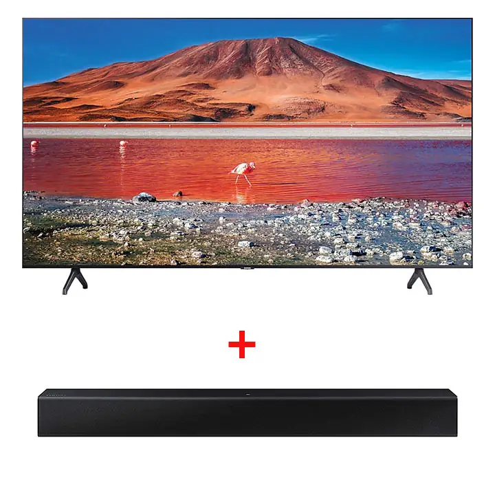 Samsung 75” TU7000 Crystal UHD 4K Smart TV + Samsung 40W 2ch Soundbar HW-T400