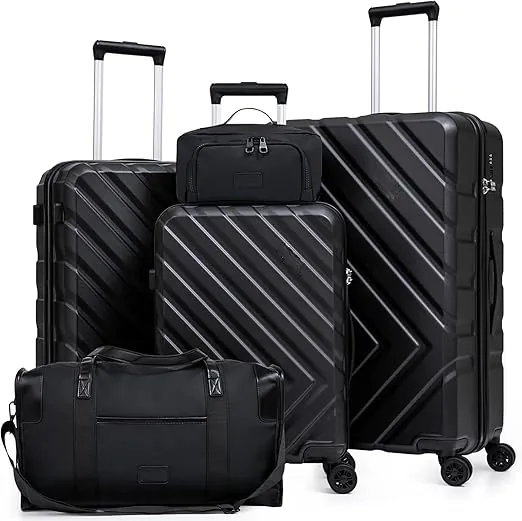 5-Piece Travel Set – Expandable Spinner Luggage & Duffel with Lock.