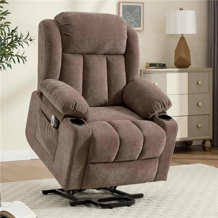 Massage Recliner with Heat & Power Lift – Oversized Velvet Chair, USB