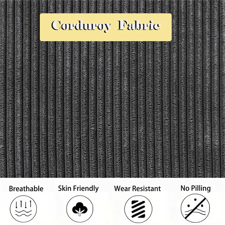 Modern Corduroy U-Shaped Sectional Sofa, Spacious, Cozy & Easy Assembl
