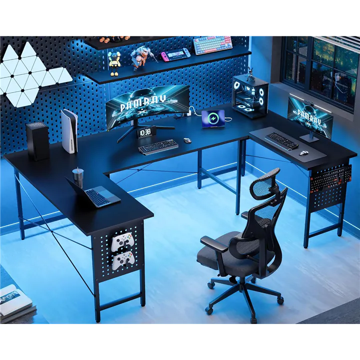 71'' U-Shaped Corner Computer Desk w/ Power