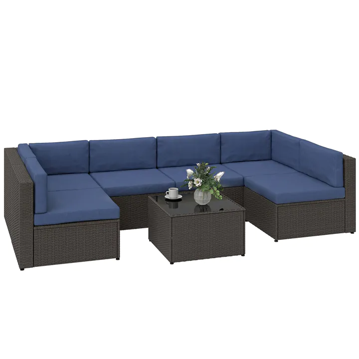 Versatile 7-Piece Outdoor Sectional Set with Premium Cushions