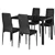 Table en verre 5 pièces avec chaises rembourrées en similicuir -Noire