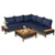 Ensemble de meubles de patio en bois avec coussins, 4 pièces, bleu mar