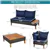 Ensemble de meubles de patio en bois avec coussins, 4 pièces, bleu mar