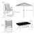 8 Piece Patio Set with Umbrella, 6 Folding Chairs, Rectangle Table