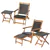 Chaises longues pliantes d'extérieur avec table en bois d'acacia