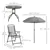 6-Pieces Outdoor Dining Set for 4 with Umbrella, Round Table, Grey