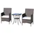 3 Pieces Wicker Patio Furniture Set with Glass Top Coffee Table, Coffe