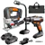 Ensemble 3 pièces WX958L 20 V : perceuse, scie sauteuse et lampe flexi