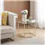 Table Basse Ronde: 80 cm Verre Trempé avec Cadre en Métal Doré