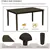 Ensemble 6 Pièces Bois Massif Table, 4 Chaises + Banc,Espresso.