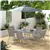 8-Piece Patio Dining Set with Table, Umbrella, 6 Folding Chairs, Grey
