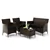 Ensemble de patio 4 pièces en rotin avec table en verre - Noir