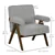 Fauteuil de salon moderne en cachemire avec assise large - Gris
