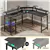 Bureau Gaming en L 47'', LED, Prises & Support Écran