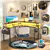 Bureau Gaming en L 47'', LED, Prises & Support Écran