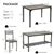 Ensemble de table à manger 4 pièces avec bureau rustique - Gris