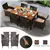 Ensemble de table et coussins de jardin en rotin