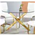 Table de salle à manger ronde moderne en verre avec piètement doré pou