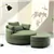 Fauteuil Barrel 51.2' Ottoman Rangement 4 Coussins Vert