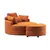 Fauteuil Barrel 51.2' Ottoman Rangement 4 Coussins Orange